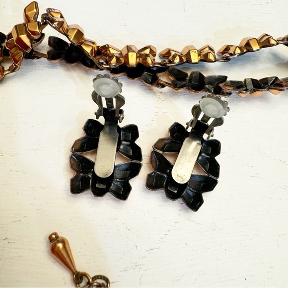 Elegant Renoir Copper Firefly Parure Necklace & Clip-on Earrings Signed Set - Picture 7 of 13